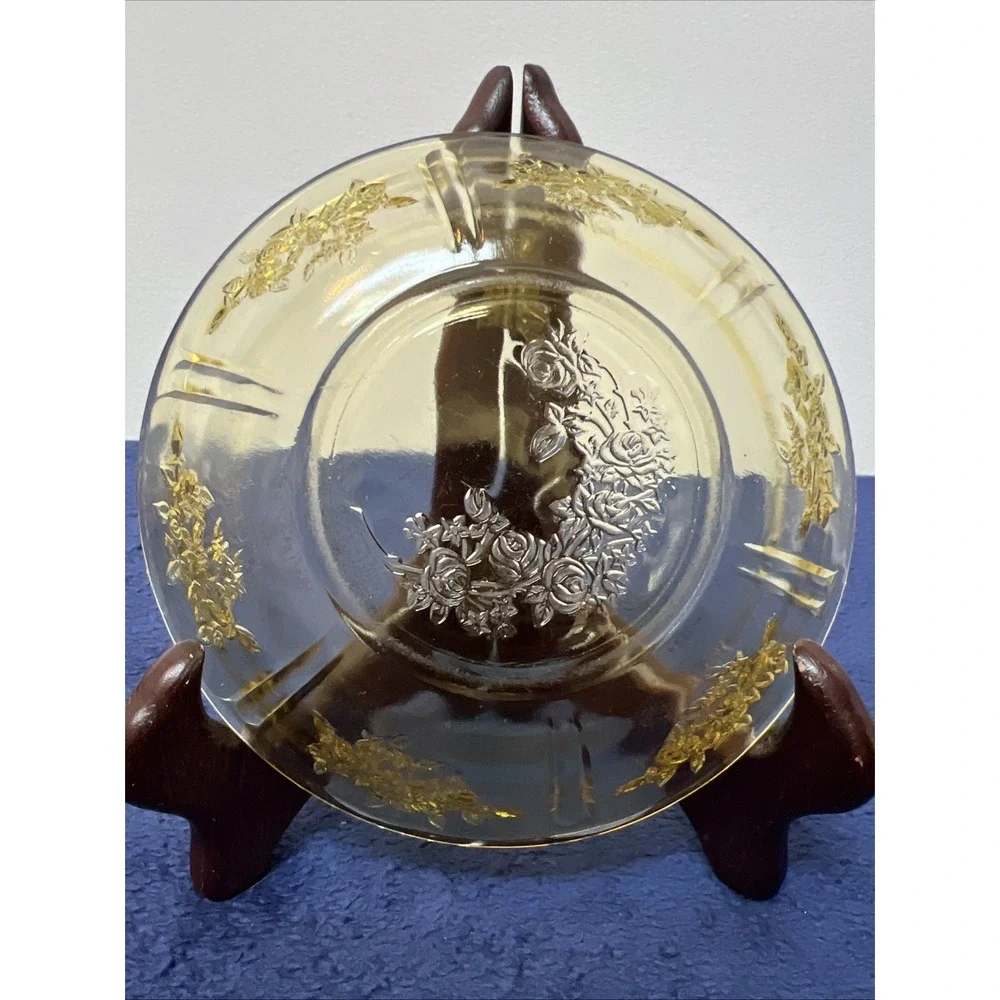2 Federal Glass AMBER Sharon Cabbage Rose 6